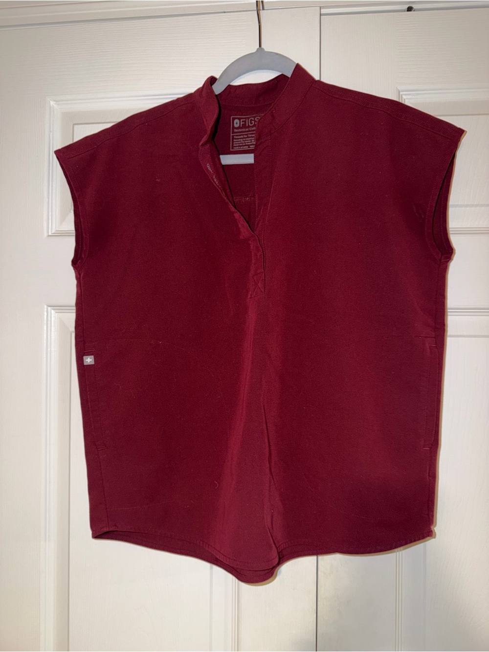 Figs Women's Burgundy Sleeveless V-Neck Scrub Top